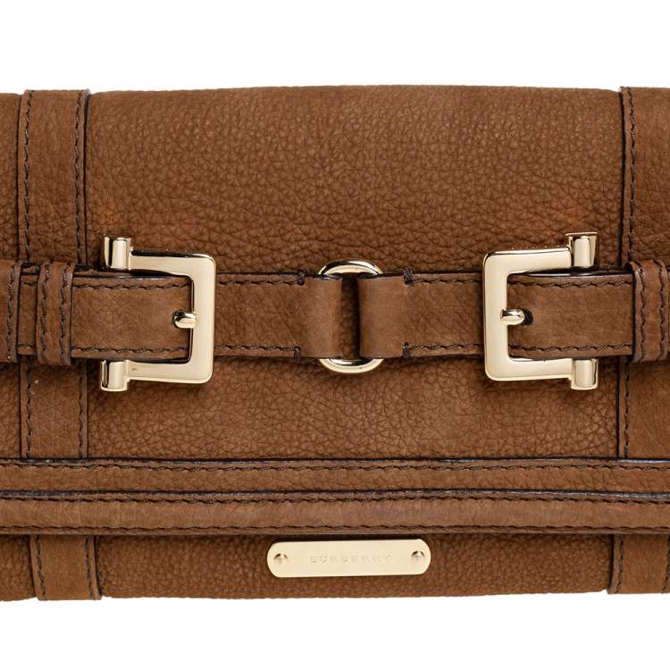 Pre Owned Burberry Brown Nubuck Leather Margot Clutch