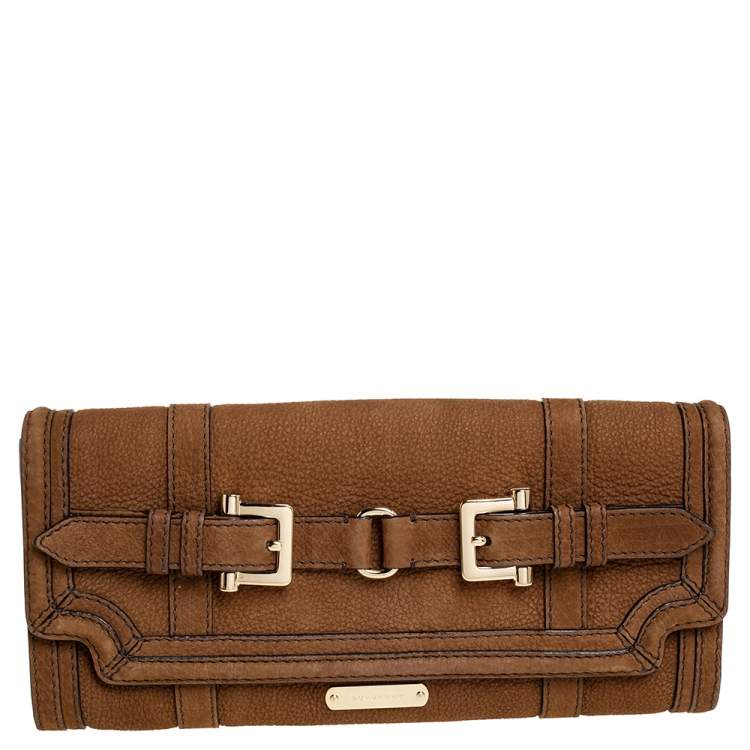 Pre Owned Burberry Brown Nubuck Leather Margot Clutch