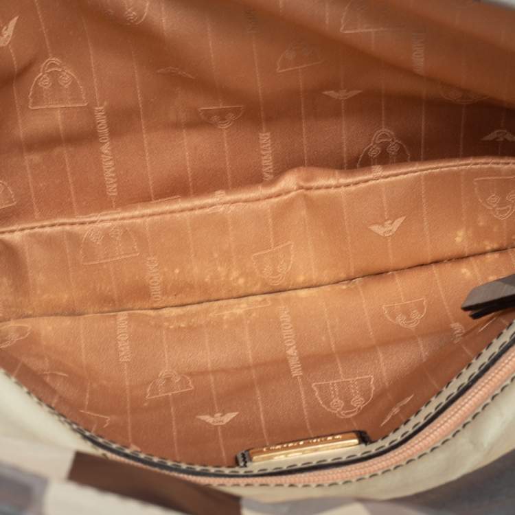 Pre Owned Emporio Armani Tricolor Check Leather Clutch