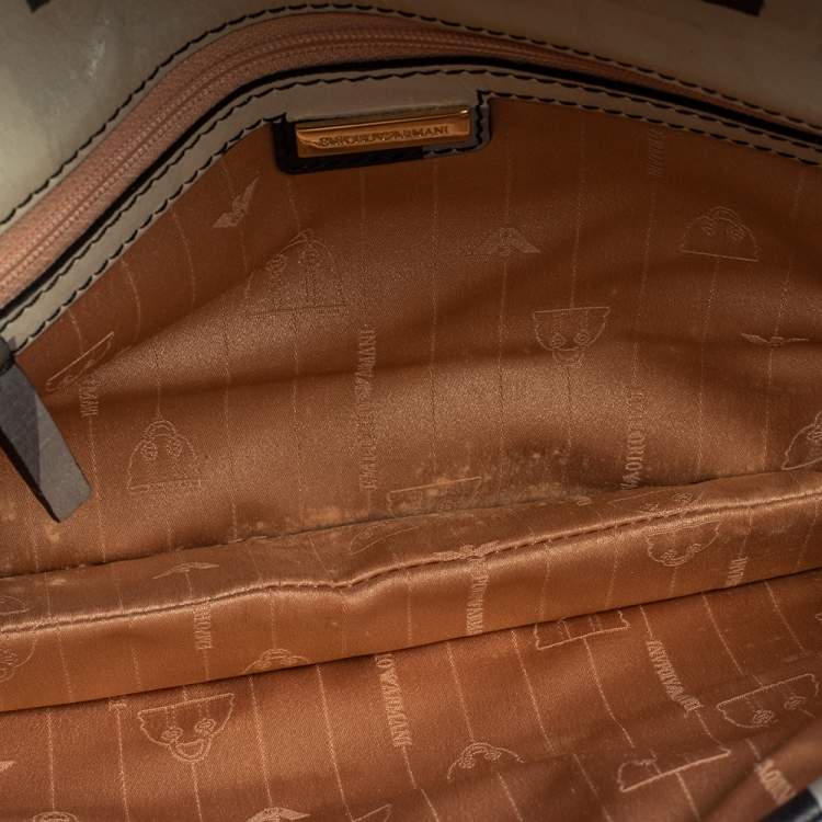 Pre Owned Emporio Armani Tricolor Check Leather Clutch