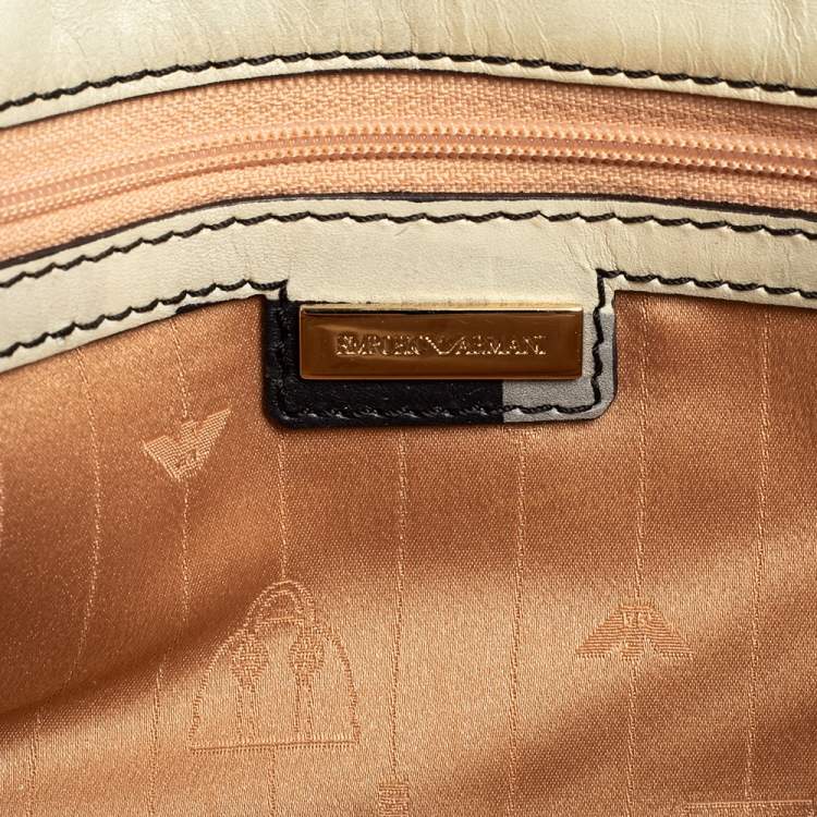 Pre Owned Emporio Armani Tricolor Check Leather Clutch