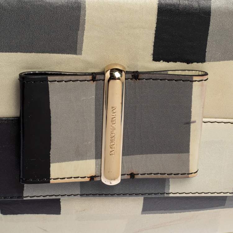 Pre Owned Emporio Armani Tricolor Check Leather Clutch