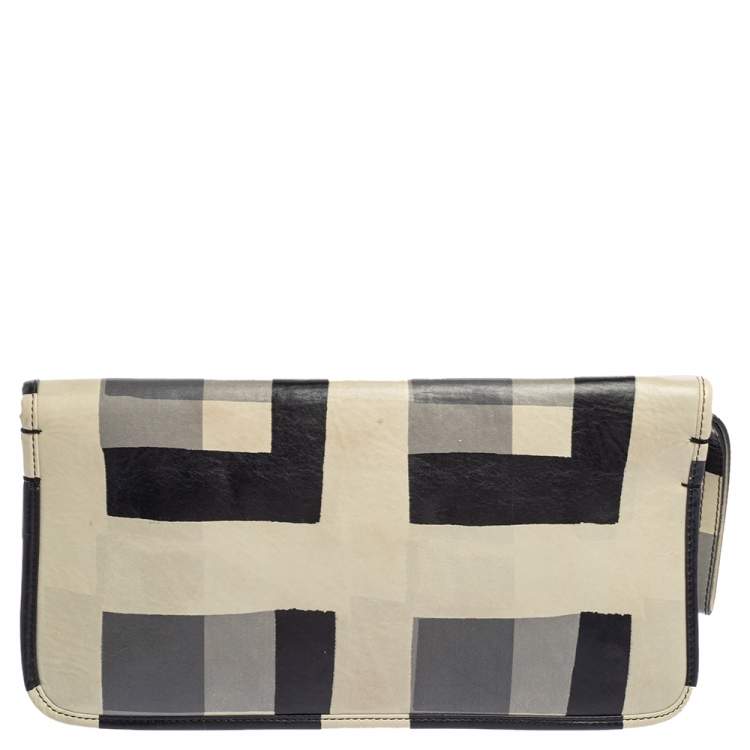 Pre Owned Emporio Armani Tricolor Check Leather Clutch