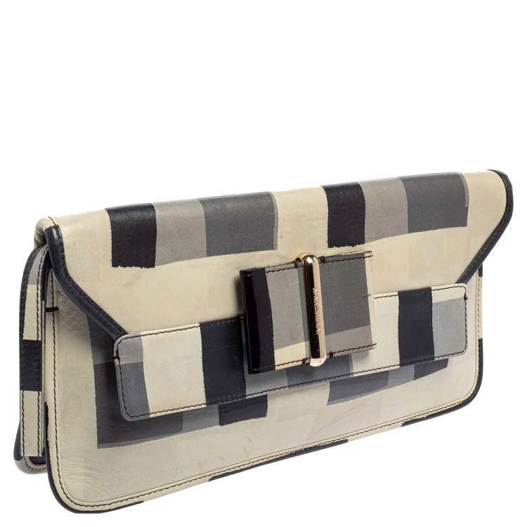 Pre Owned Emporio Armani Tricolor Check Leather Clutch