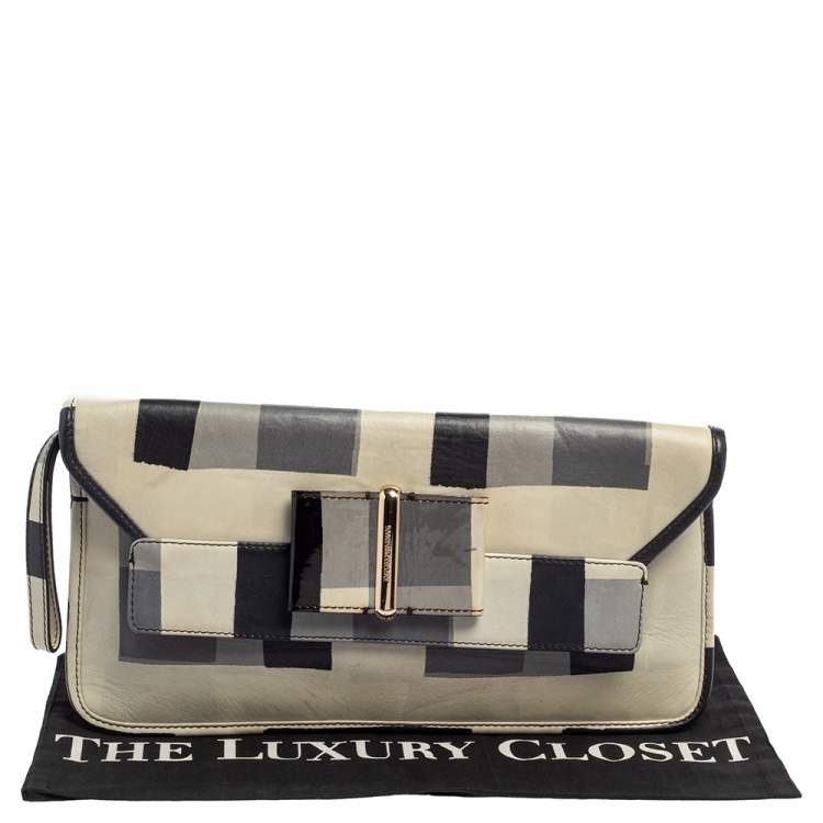 Pre Owned Emporio Armani Tricolor Check Leather Clutch