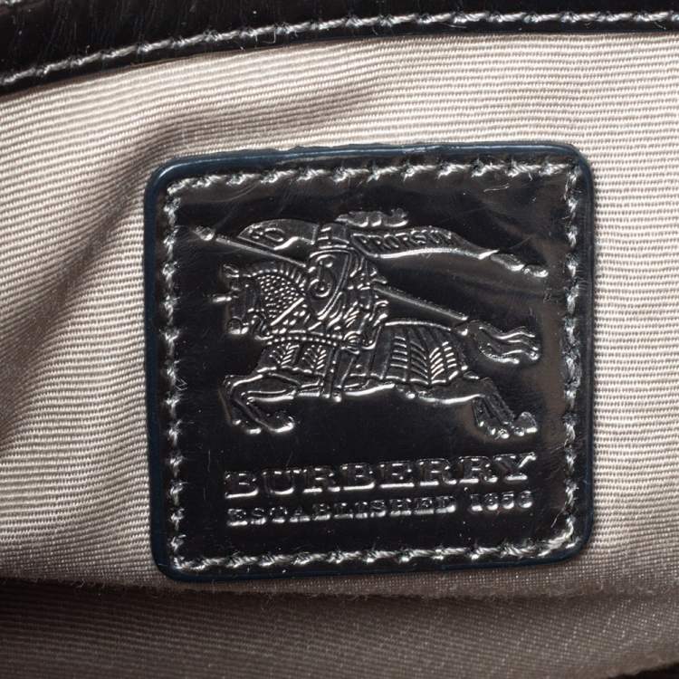 Pre Owned Burberry Beige Nova Check Coated Canvas And Patent Leather Chester Boston Bag