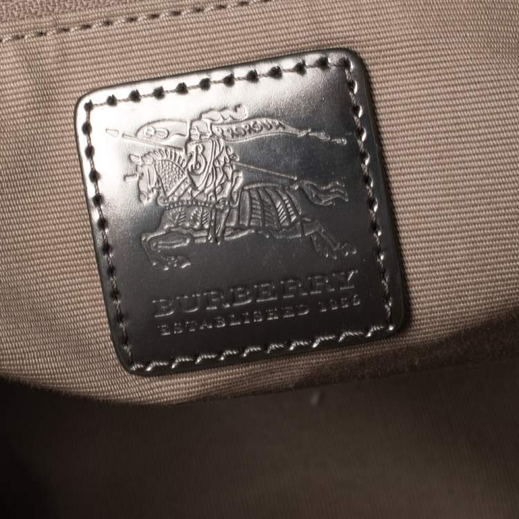 Pre Owned Burberry Metallic Bronze/Beige Nova Check PVC and Leather Messenger Flap Bag