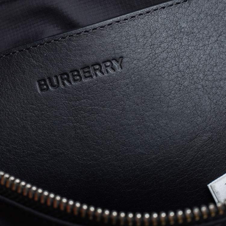 Pre Owned Burberry Black Logo Print Nylon and Leather Bum Belt Bag 