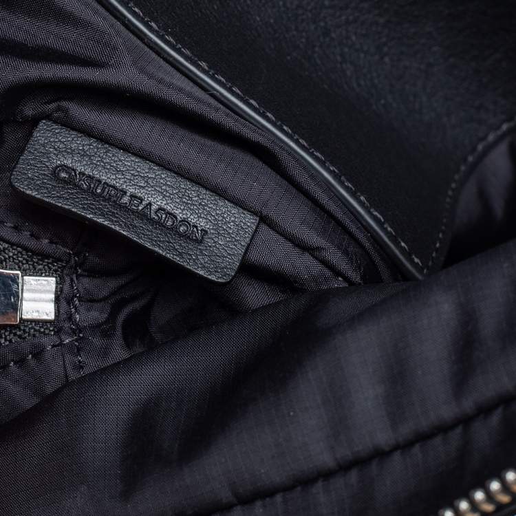 Pre Owned Burberry Black Logo Print Nylon and Leather Bum Belt Bag 