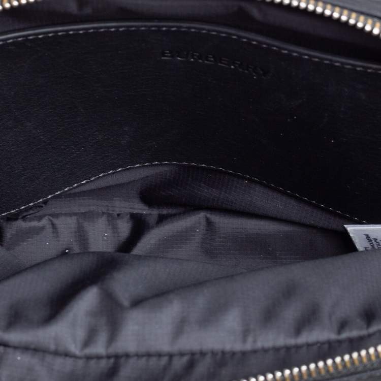 Pre Owned Burberry Black Logo Print Nylon and Leather Bum Belt Bag 