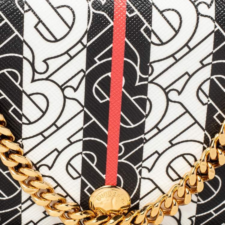 Pre Owned Burberry Brown TB Monogram Coated Canvas and Leather Rowe Wallet on Chain