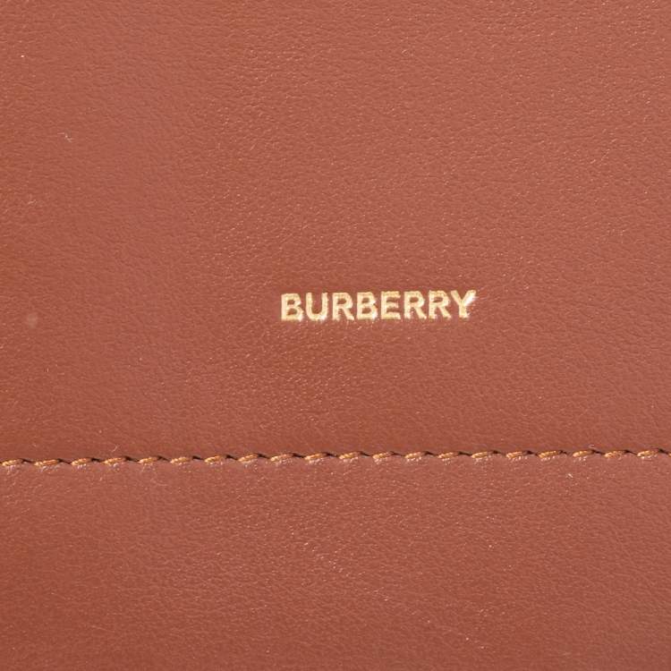 Pre Owned Burberry Brown TB Monogram Coated Canvas and Leather Rowe Wallet on Chain