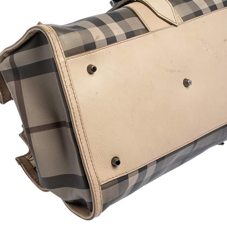 Pre Owned Burberry Multicolor Smoked Check PVC Chain Detail Bartow Bowling Bag