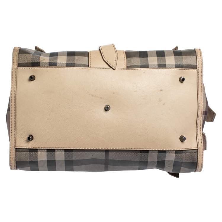 Pre Owned Burberry Multicolor Smoked Check PVC Chain Detail Bartow Bowling Bag
