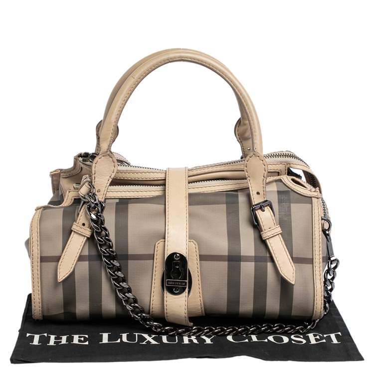 Pre Owned Burberry Multicolor Smoked Check PVC Chain Detail Bartow Bowling Bag
