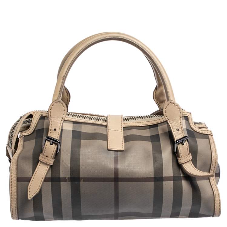 Pre Owned Burberry Multicolor Smoked Check PVC Chain Detail Bartow Bowling Bag