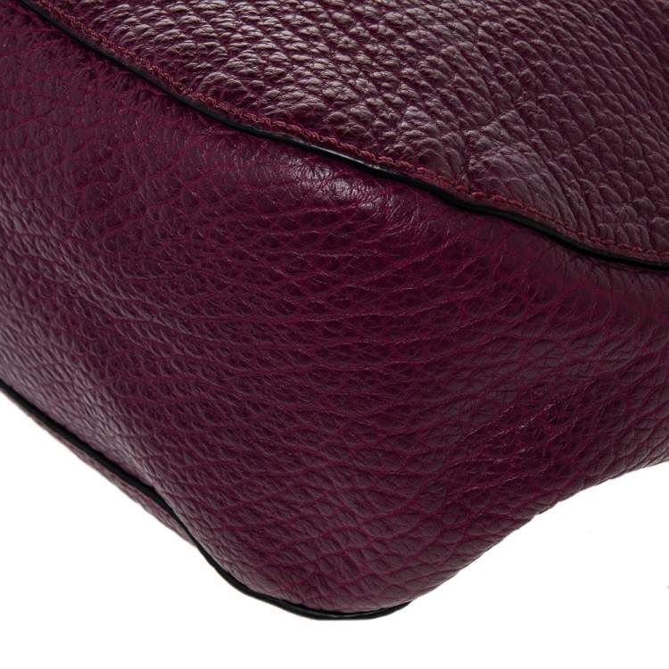 Pre Owned Burberry Burgundy Leather Orchard Bowling Bag