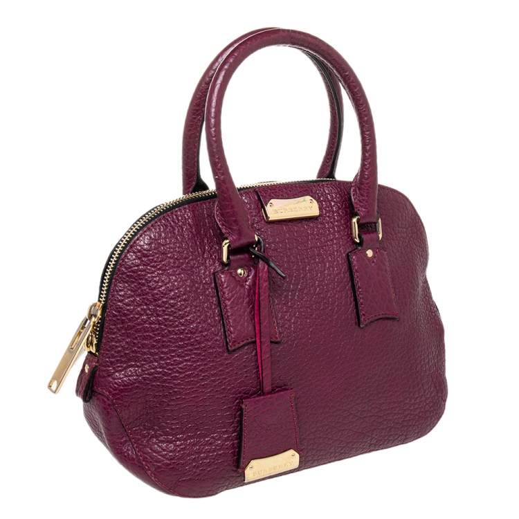 Pre Owned Burberry Burgundy Leather Orchard Bowling Bag