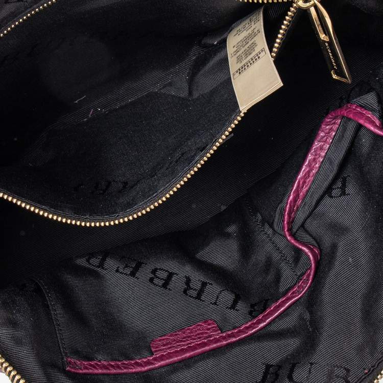 Pre Owned Burberry Burgundy Leather Orchard Bowling Bag