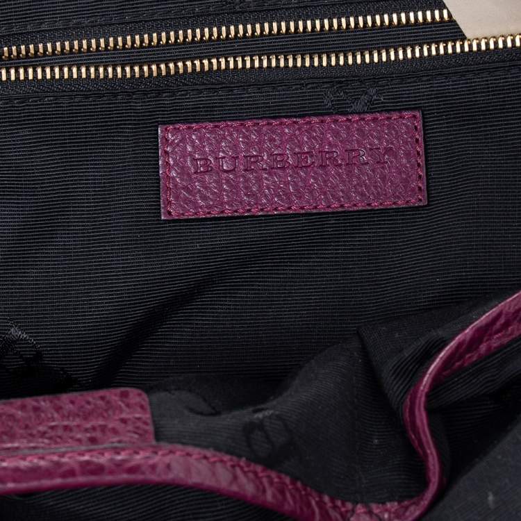 Pre Owned Burberry Burgundy Leather Orchard Bowling Bag