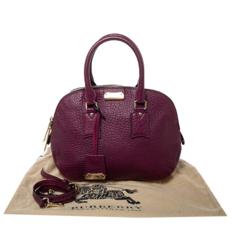 Pre Owned Burberry Burgundy Leather Orchard Bowling Bag