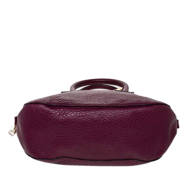 Pre Owned Burberry Burgundy Leather Orchard Bowling Bag
