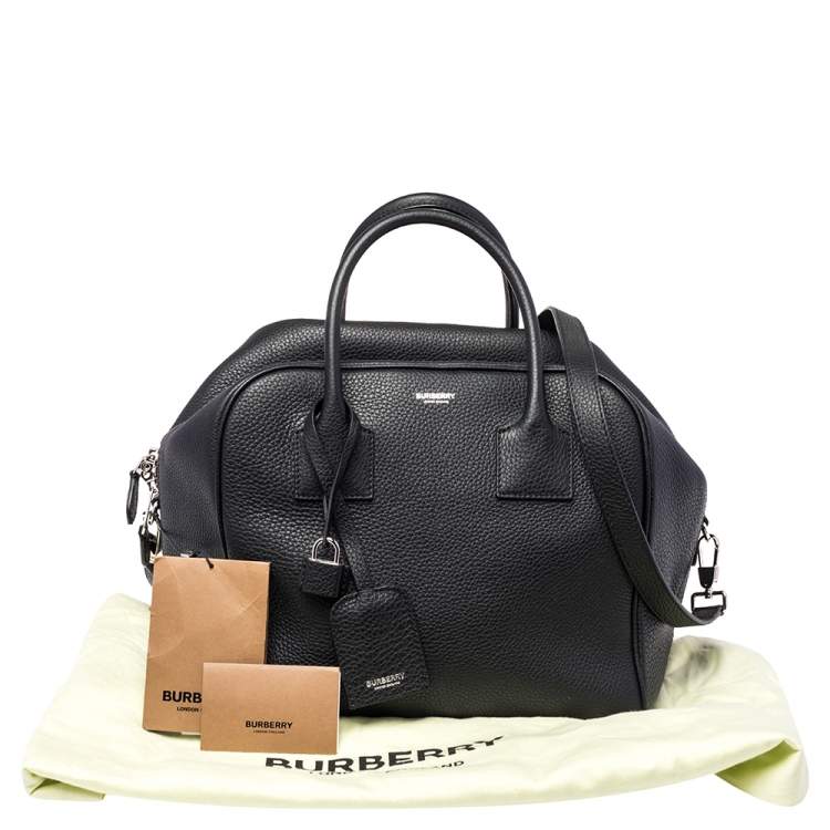 Pre Owned Burberry Black Leather Medium Cube Satchel