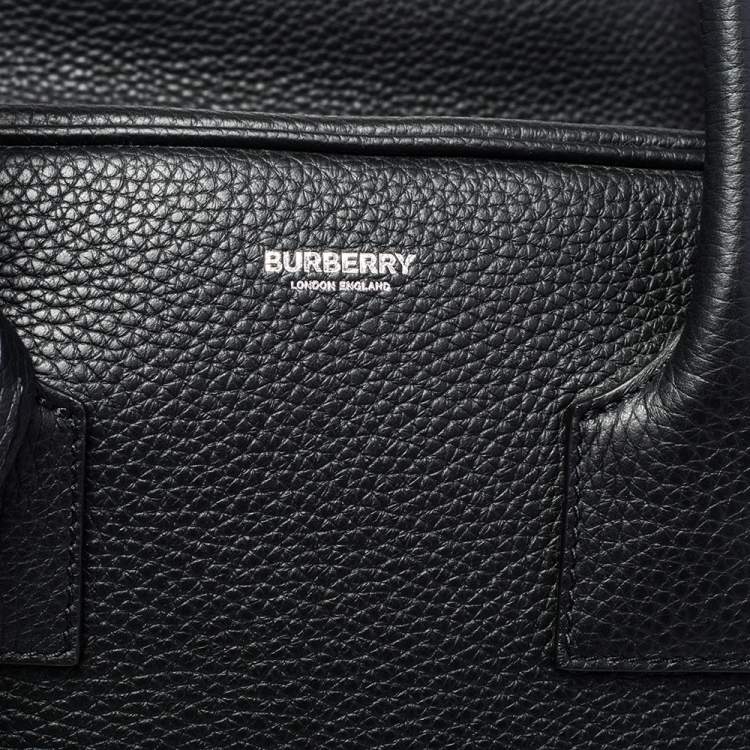 Pre Owned Burberry Black Leather Medium Cube Satchel