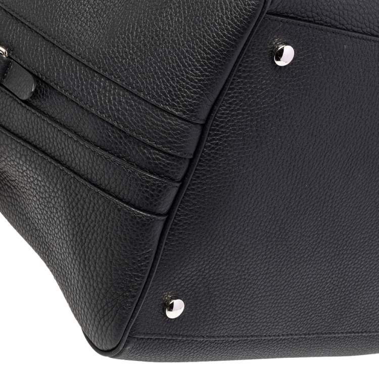 Pre Owned Burberry Black Leather Medium Cube Satchel
