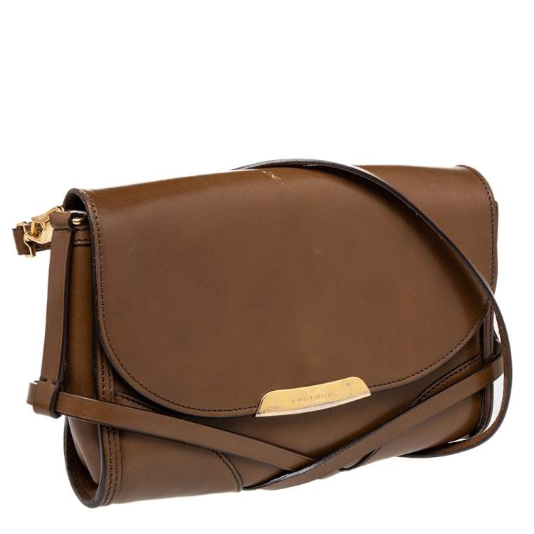 Pre Owned Burberry Brown Leather Abbott Shoulder Bag