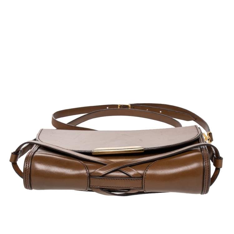 Pre Owned Burberry Brown Leather Abbott Shoulder Bag