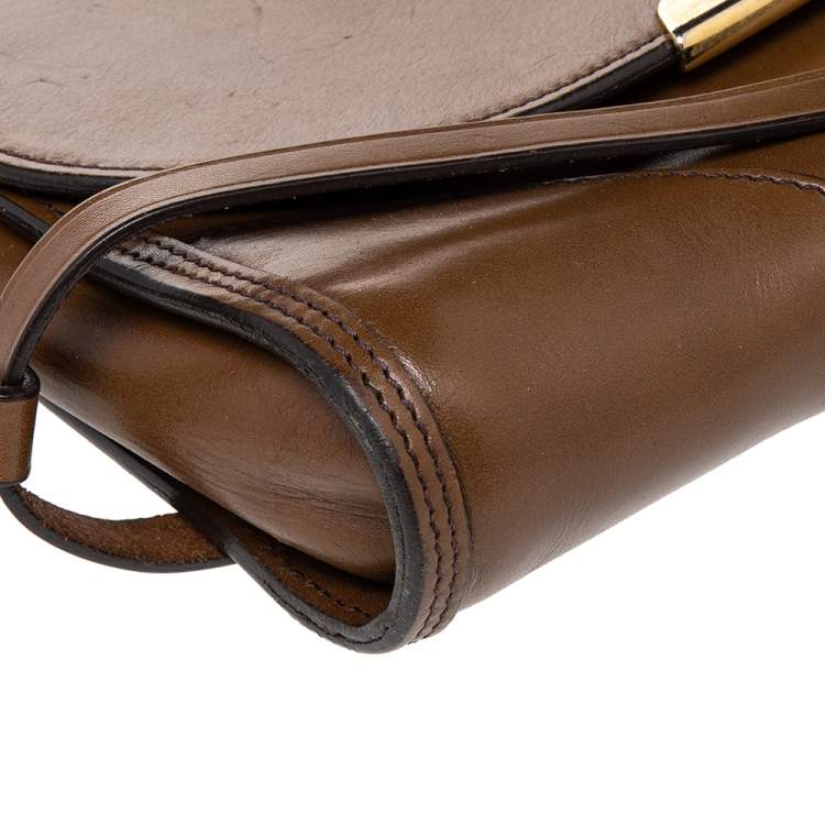Pre Owned Burberry Brown Leather Abbott Shoulder Bag