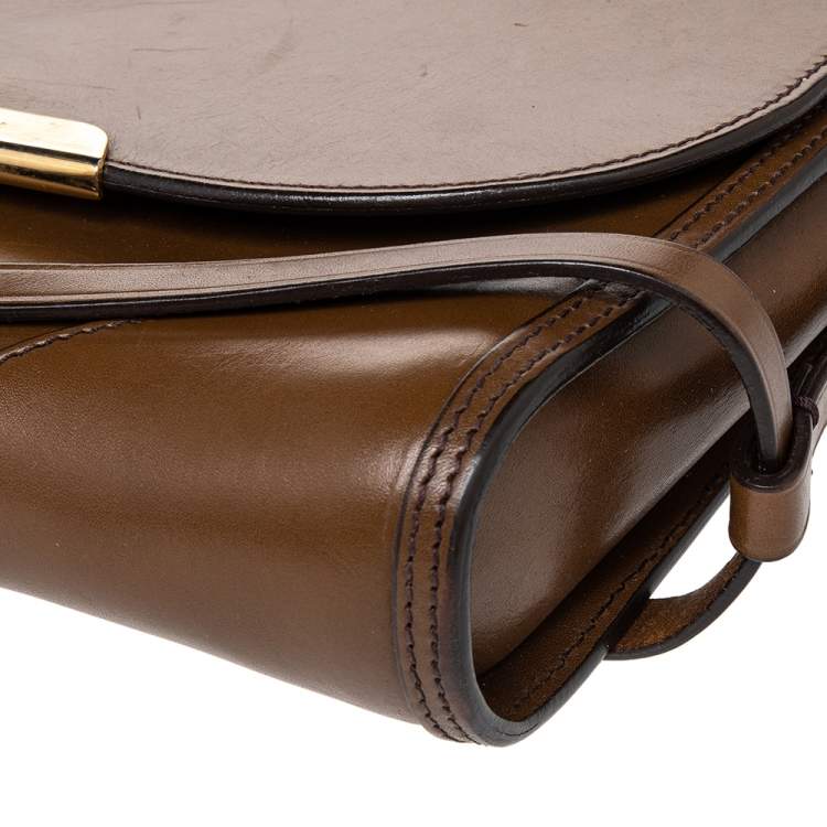 Pre Owned Burberry Brown Leather Abbott Shoulder Bag