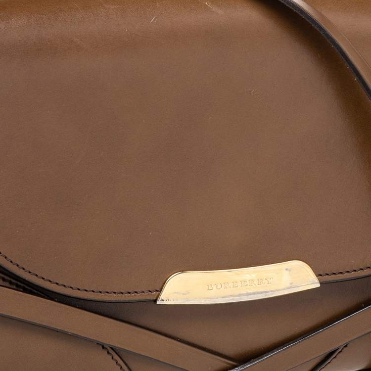 Pre Owned Burberry Brown Leather Abbott Shoulder Bag