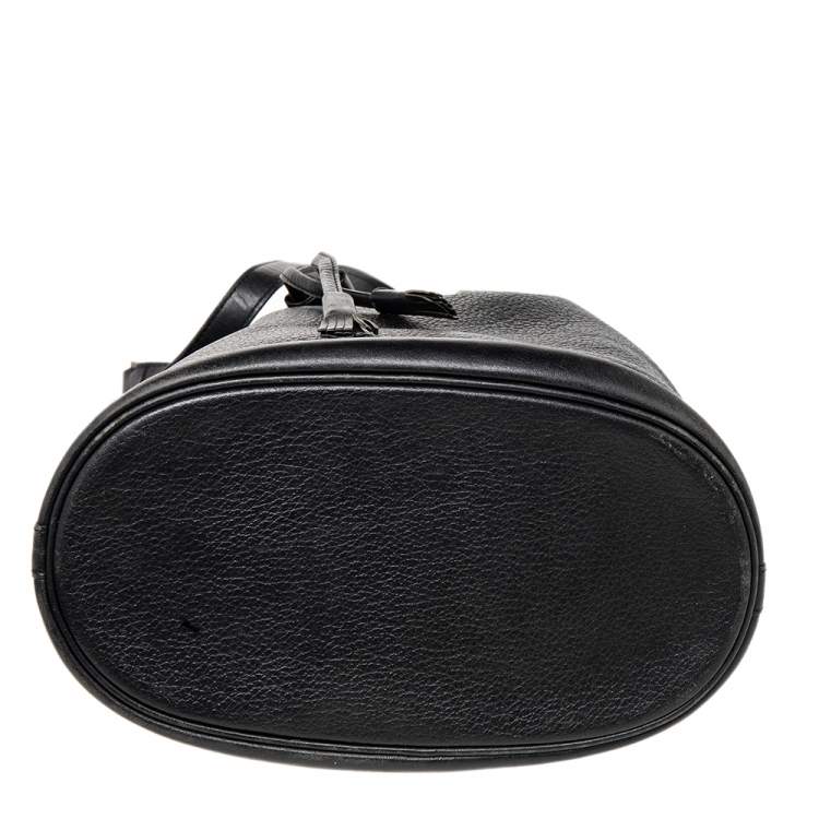Pre Owned Burberry Black Leather Drawstring Bucket Bag