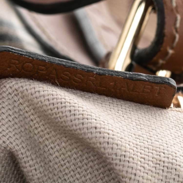 Pre Owned Burberry Beige/Brown Haymarket Check Coated Canvas and Leather Boston Bag