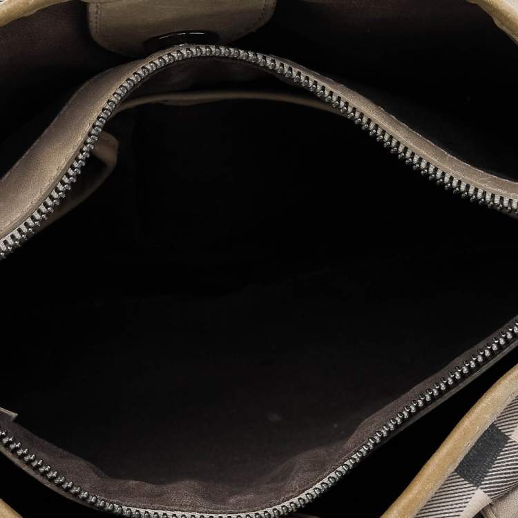 Pre Owned Burberry Beige Smoke Check PVC and Leather Northfield Tote
