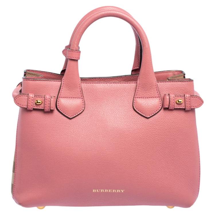 Burberry Pink/Beige House Check Canvas and Leather Mini Banner Tote  Burberry | The Luxury Closet