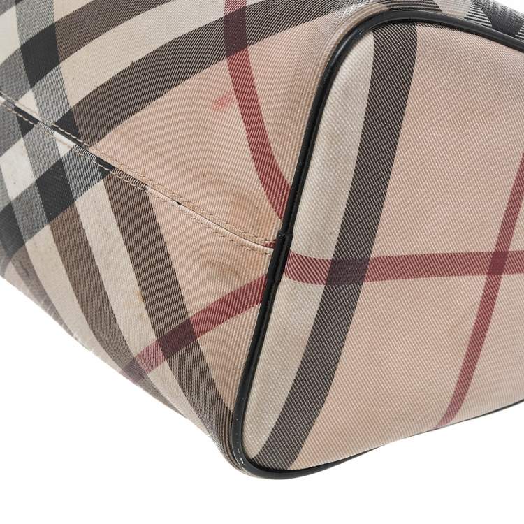 Pre Owned Burberry Beige Nova Check Coated Canvas Small Bowling Bag