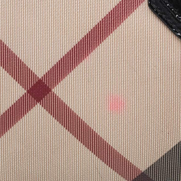 Pre Owned Burberry Beige Nova Check Coated Canvas Small Bowling Bag