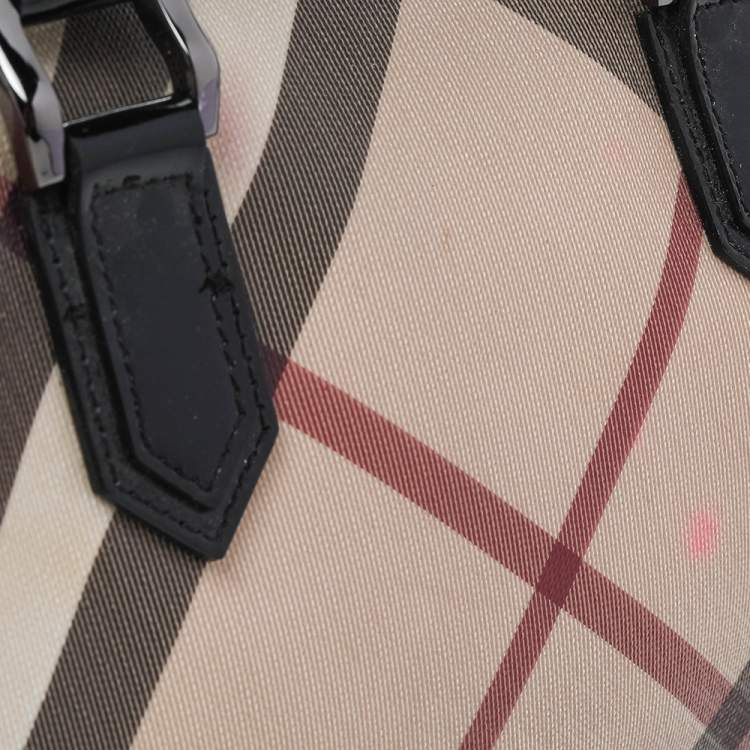 Pre Owned Burberry Beige Nova Check Coated Canvas Small Bowling Bag