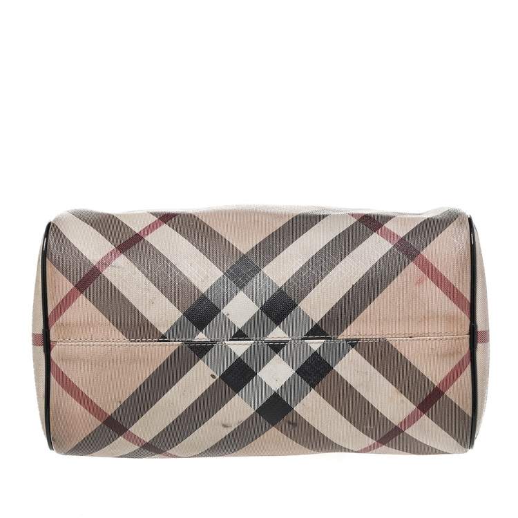 Pre Owned Burberry Beige Nova Check Coated Canvas Small Bowling Bag