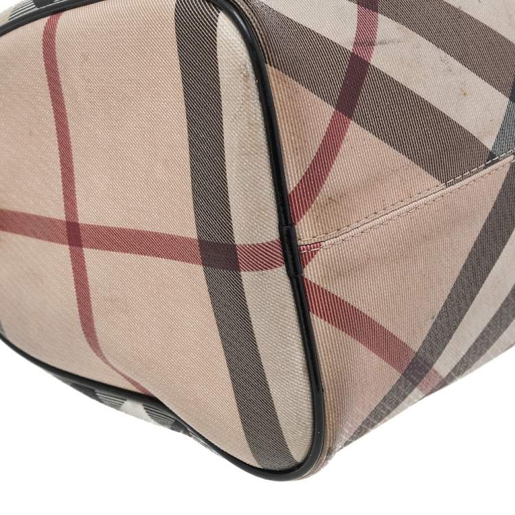 Pre Owned Burberry Beige Nova Check Coated Canvas Small Bowling Bag