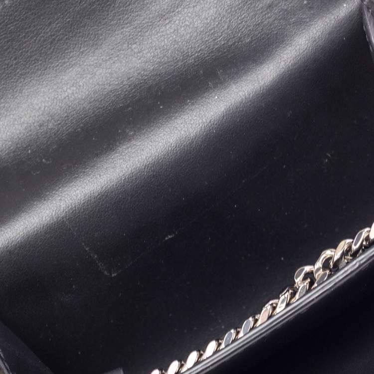 Pre Owned Burberry Black/White Leather Card Case On Detachable Chain