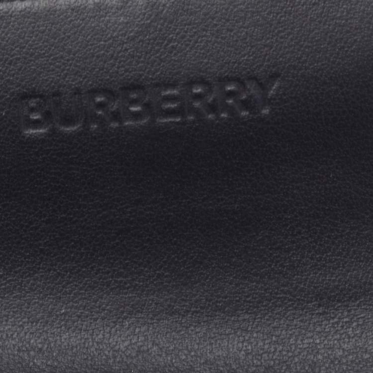 Pre Owned Burberry Black/White Leather Card Case On Detachable Chain