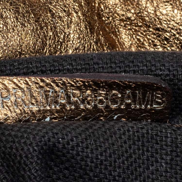 Pre Owned Burberry Gold Quilted Leather Hobo