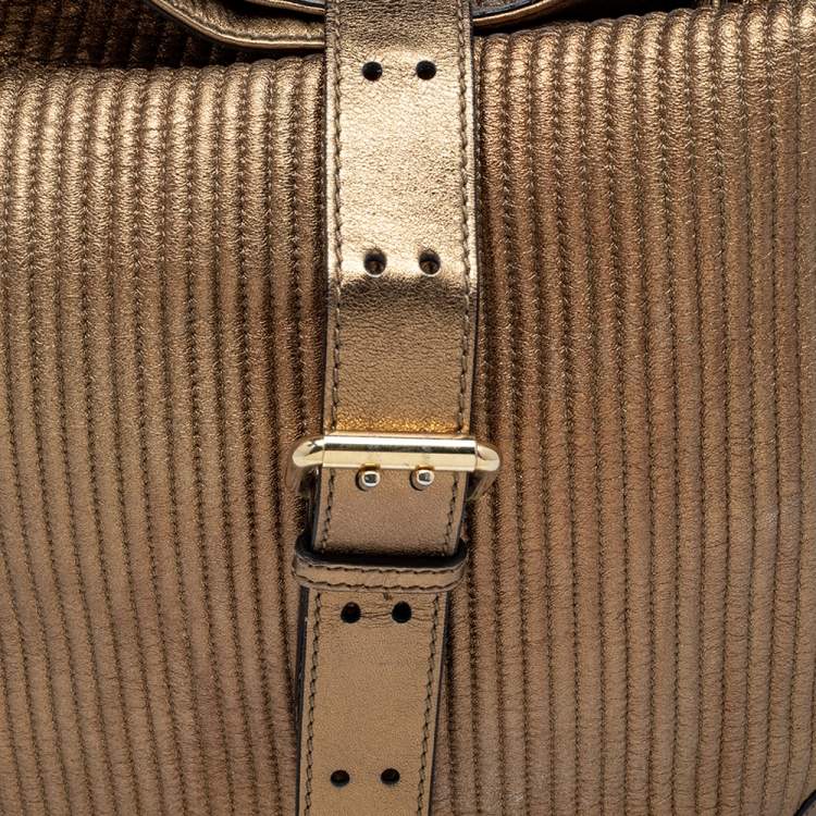 Pre Owned Burberry Gold Quilted Leather Hobo