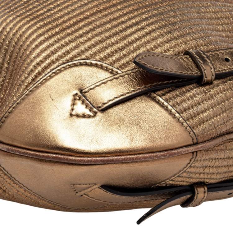 Pre Owned Burberry Gold Quilted Leather Hobo