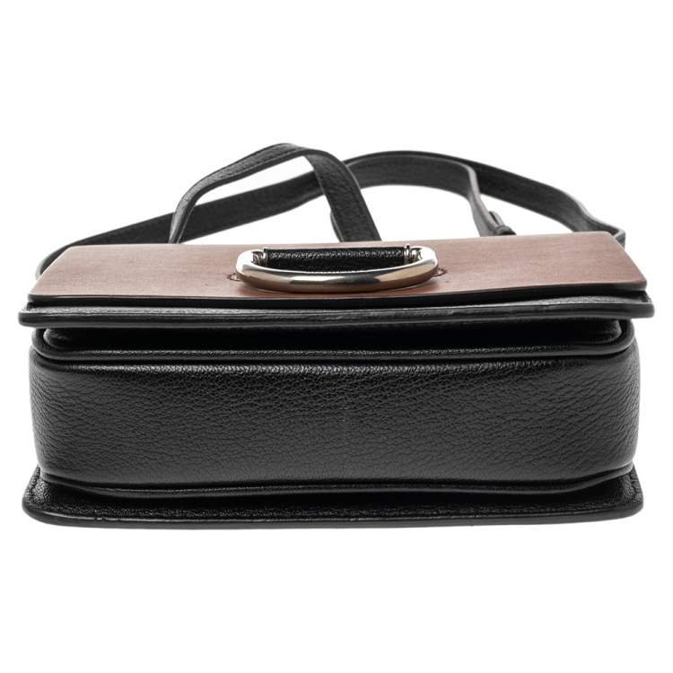 Pre Owned Burberry Brown/Black Leather Small D-Ring Shoulder Bag