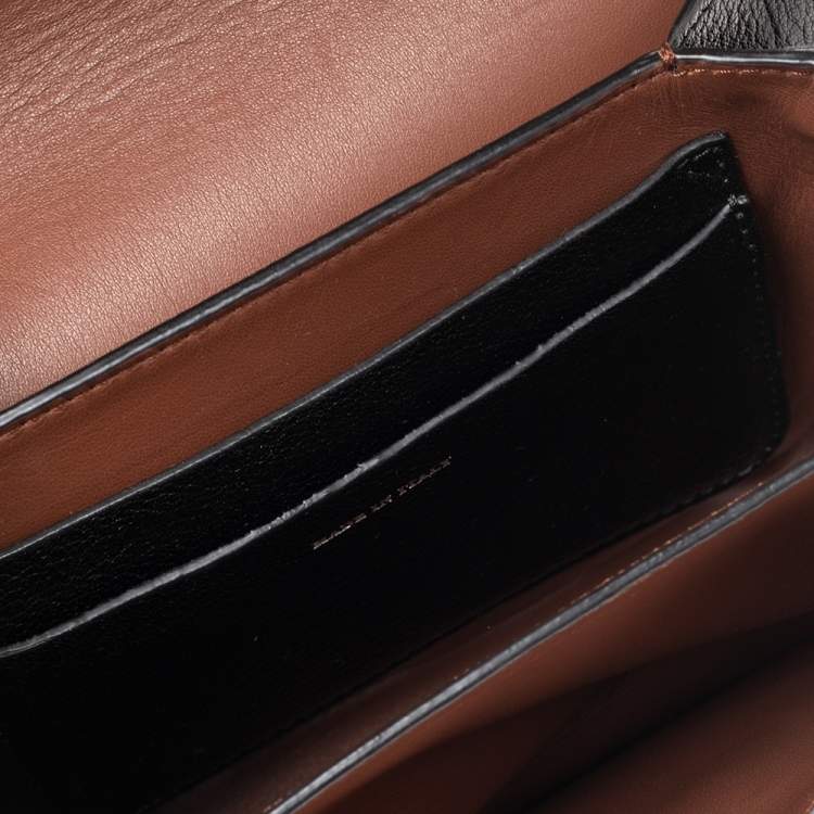 Pre Owned Burberry Brown/Black Leather Small D-Ring Shoulder Bag